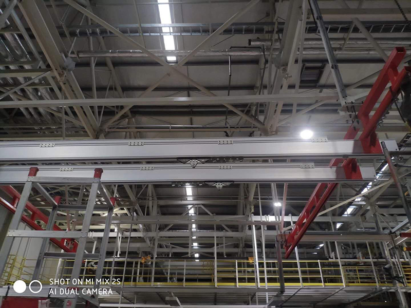 KBK rail application case display for large-scale production workshop